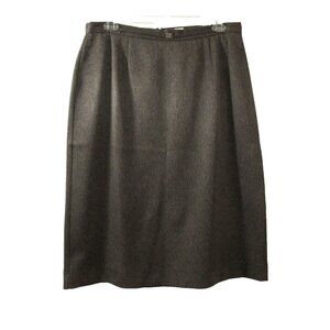 JM Collection Pencil Straight Skirt Sz 18 Brown Herringbone Flat Front Back Zip